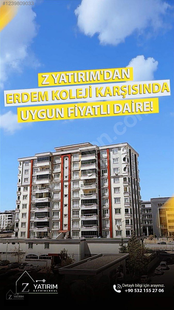 Z YATIRIM'DAN ERDEM KOLEJİ KARŞISI SATILIK 3+1 İSKANLI DAİRE